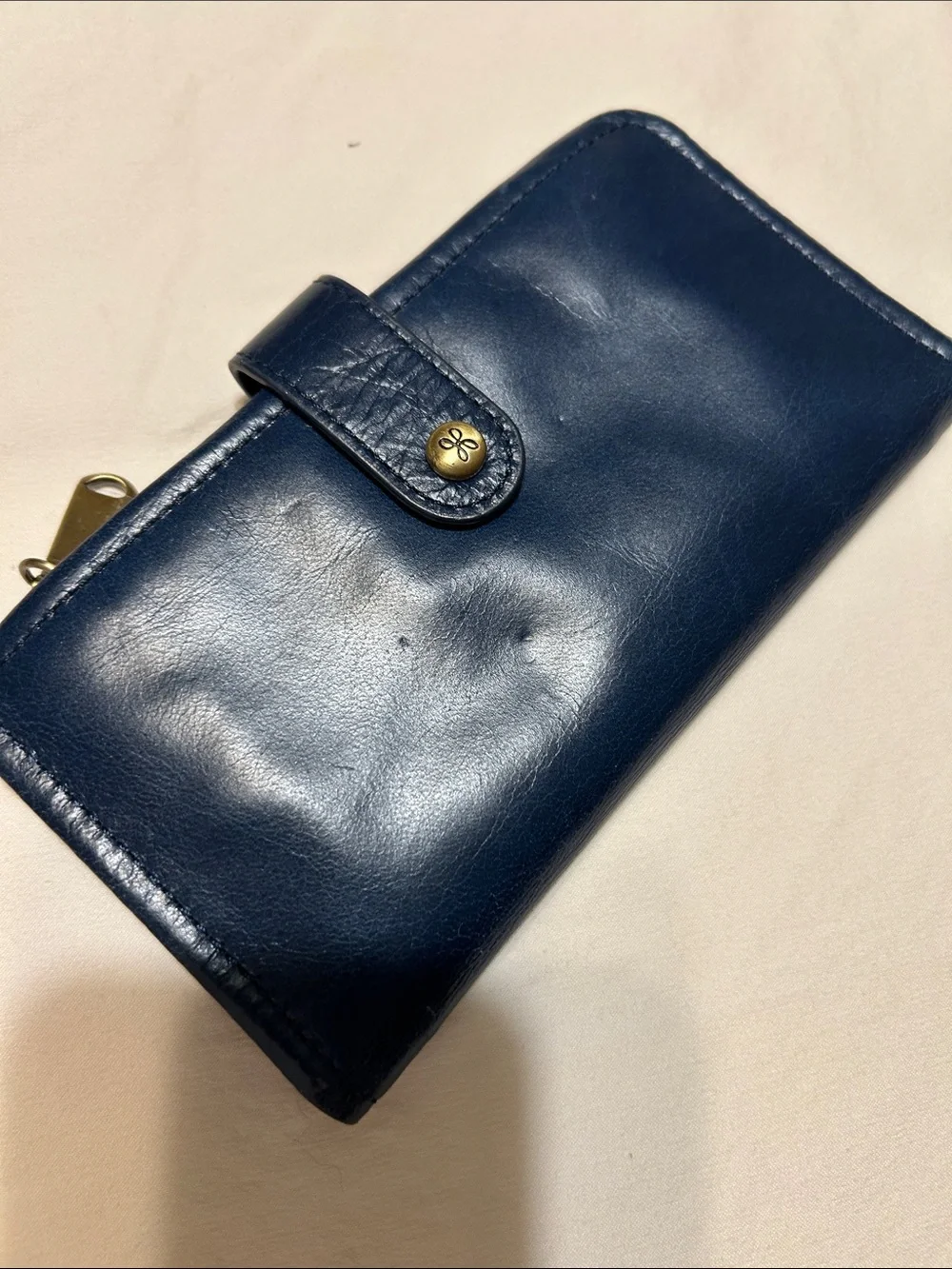 HOBO Navy Blue Leather Snap Wallet